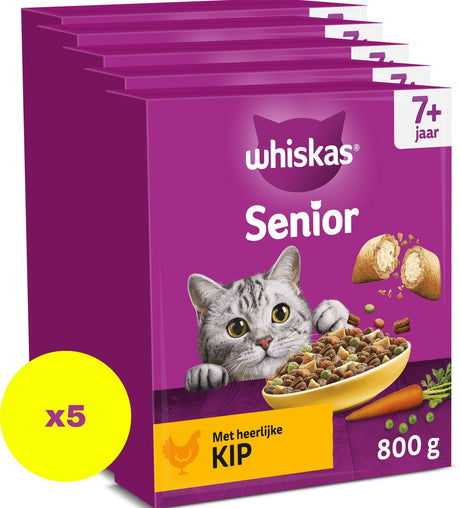 Whiskas kattefoder - senior 7+ - kylling - æske 5x800g