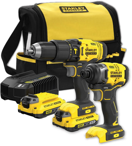 Stanley fatmax v20 18v skruetrækker + slagskruetrækker i blød taske (med 2x 2,0ah batteri og oplader) sfmck465d2s-qw