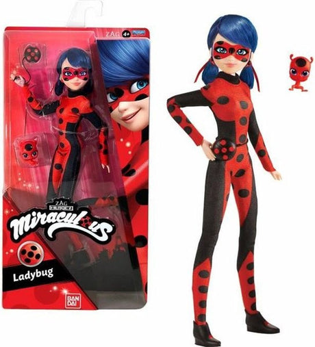 Bandai - mirakuløs - dukke - mariehøne tid til at slippe af med det onde - 26 cm artikuleret modedukke - officielt licenseret mirakuløs - sort og rød kostume mariehønedukke - p50006