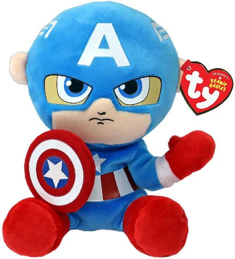 Ty beanie babyer marvel captain america blød, 15 cm