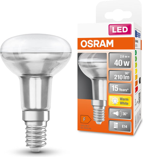 Osram LED-lampe - reflektor e14 - 2,6w - 210 lumen - varm hvid - ikke dæmpbar