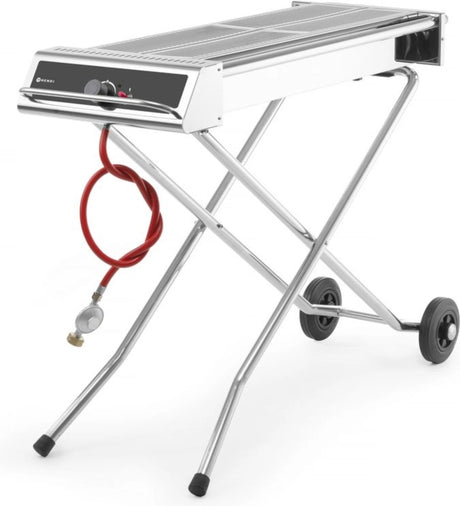 Hendi krachtige roestvrijstalen barbecue – 7,5kw – inklapbaar en verrijdbaar – 1120x410x900 mm