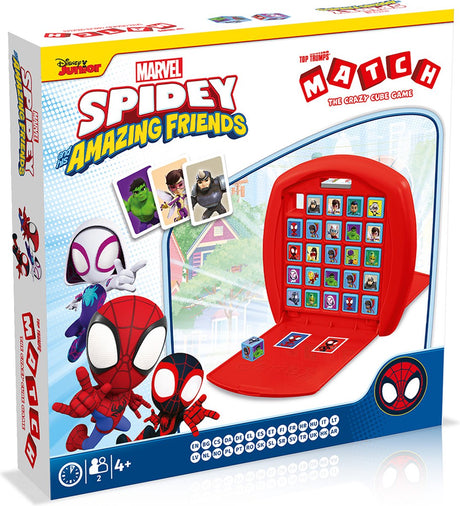 Vindende træk spidey friends - brætspil - top trumfer match - flersproget