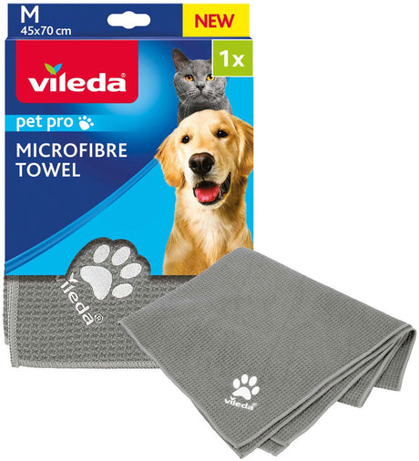 Vileda - håndklæde til hunde og katte - str. m - pet pro mikrofiberklud - absorberende og hurtigtørrende