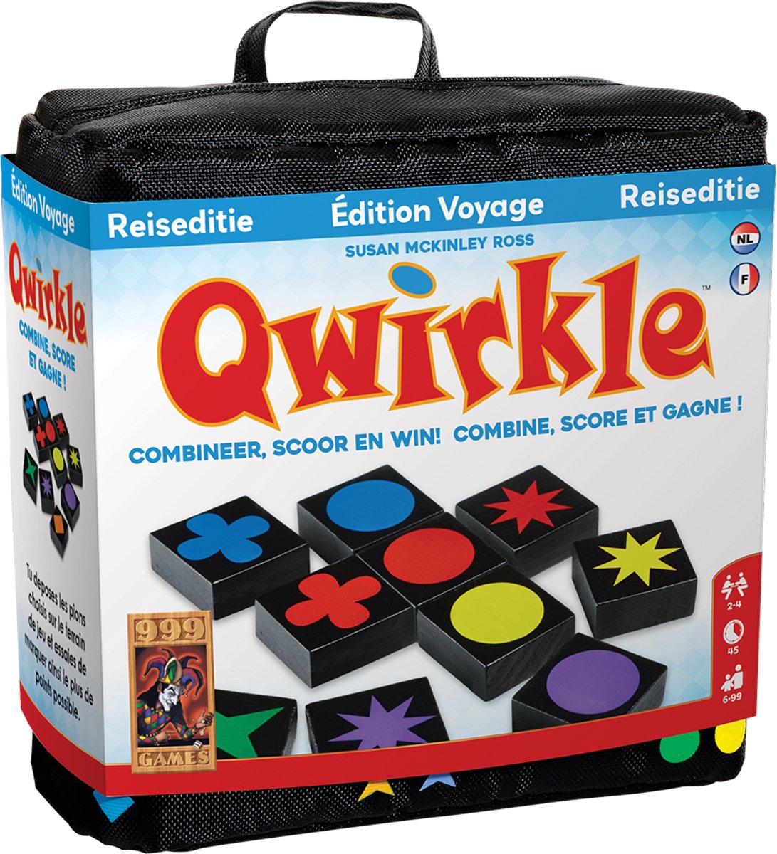 999spil 999 spil - qwirkle - rejseudgave - brætspil - vundet mere end 15 spilpræmier siden 2007 - familiespil - brætspil - pædagogisk spil - lille gave - regler i NL og FR