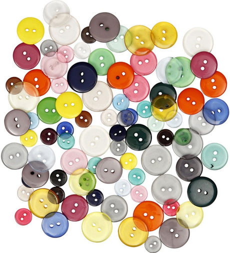 Creativ firmaknapper, d 12+18+20 mm, forskellige farver, 50 gr, 100 stk. 1 æske