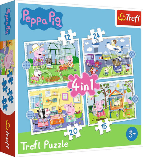 Trefl peppa gris 4-i-1 puslespil - 12 15 20 24 brikker