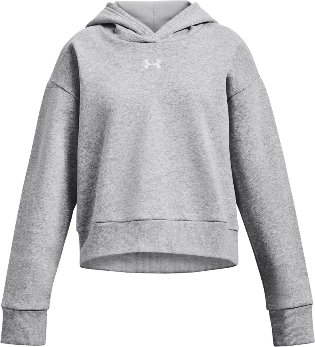 Under armour ua rival fleece hættetrøje unisex sportstrøje - grå - hvid