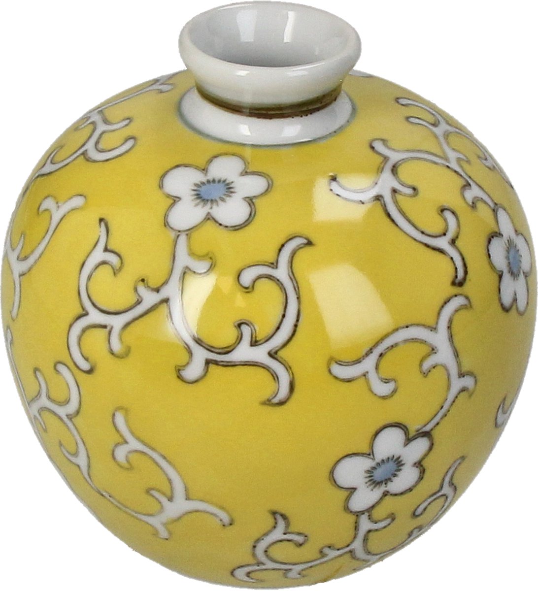 Hd collection vaas porselein geel 11,5x11,5x11,5cm