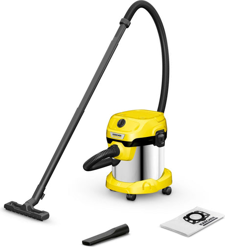 Kärcher wd 2 plus s v-15 4 18 våd og tør støvsuger - 1000w - rustfrit stål smudsbeholder 15l - strømkabel 4m