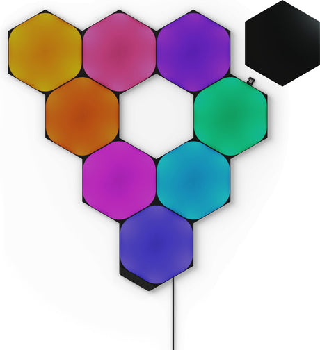 Nanoleaf shapes black hexagons startkit - smart belysning - 9 LED-paneler - siri, google, alexa kompatibel