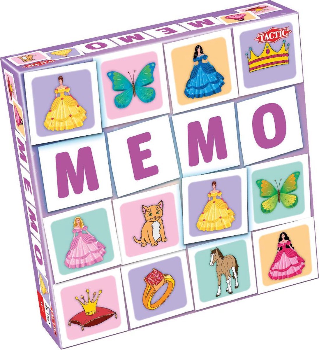 Taktisk memo prinsesser og dyr - memo spil - find de rigtige par - fortryllende prinsesser og søde dyrevenner - brætspil for børn og familier - 2 til 6 spillere - fra 3 år