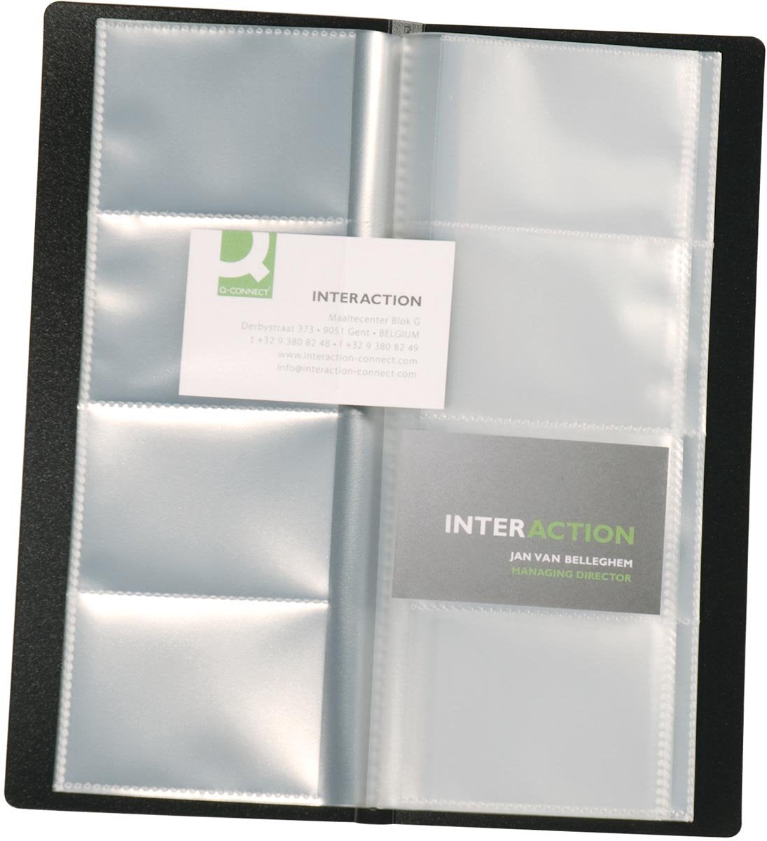 Q-connect visitkortmappe | fod 11 x 26 cm | for 160 kort | sort