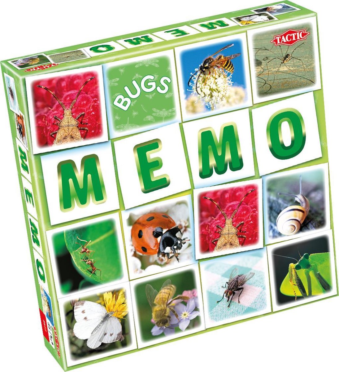Taktisk memo insekter - memo spil - find de rigtige par - sommerfugle, mariehøns og andre kildende væsner - pædagogisk brætspil for børn og familier - 2 til 6 spillere - fra 3 år