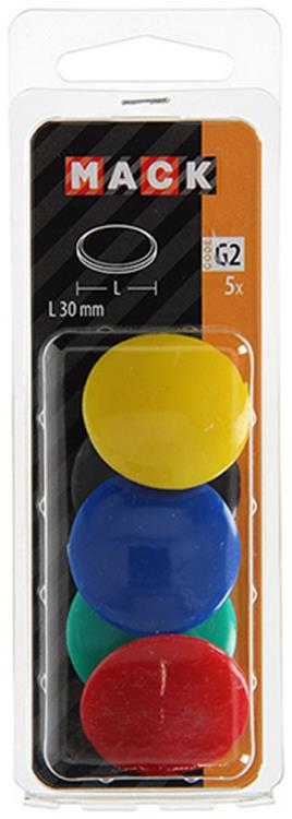 Mack 1017873 - tavlemagnet plast sortiment 5 stk 30 mm | 10 stk