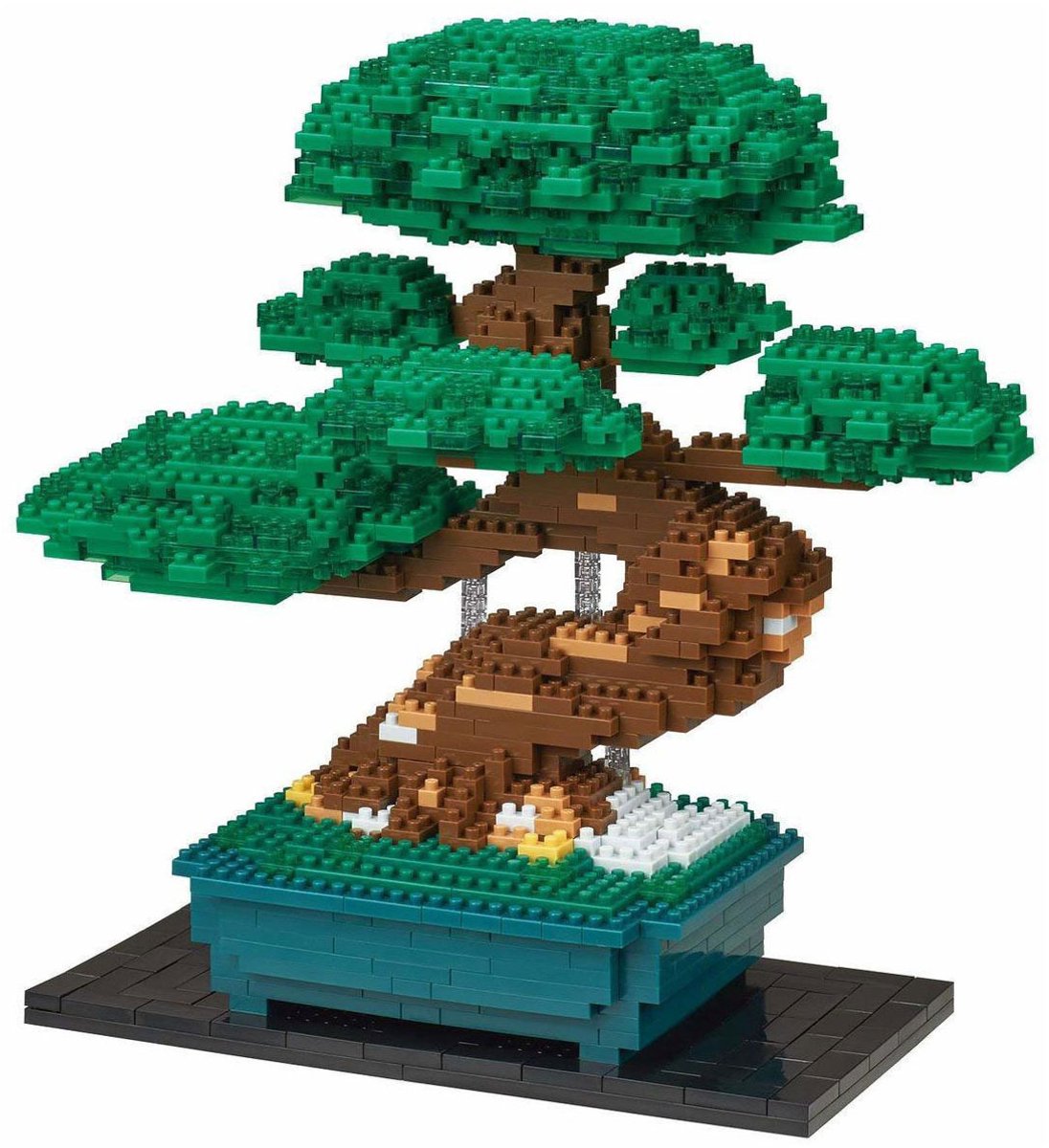 Bandai - nanoblok - bonsai deluxe - murstensfigur - 1130 mursten bonsai byggesæt - pixel blomst bonsai figur byggesæt - mini mursten plante - nbc039