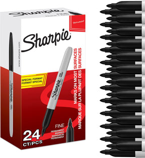 Sharpie permanente markører | fint punkt | sort blæk | 24 stk