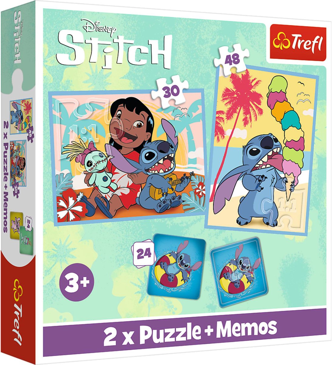 Trefl happy lilo stitch day 2-i-1 puslespil og hukommelsessæt - fra 12 år