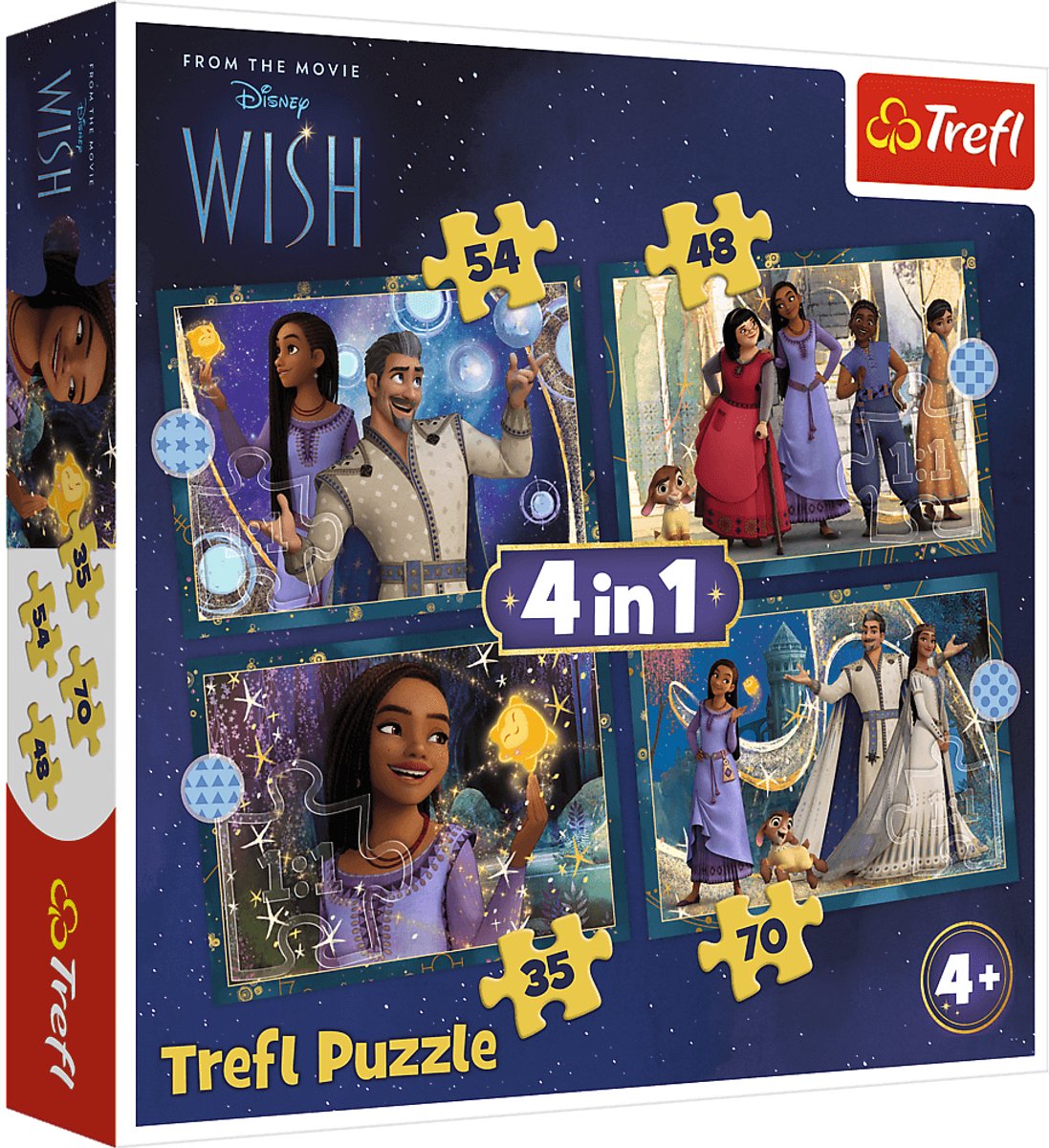 Trefl puslespil sæt 4i1 Disney ønske - drømme bliver til virkelighed pap.