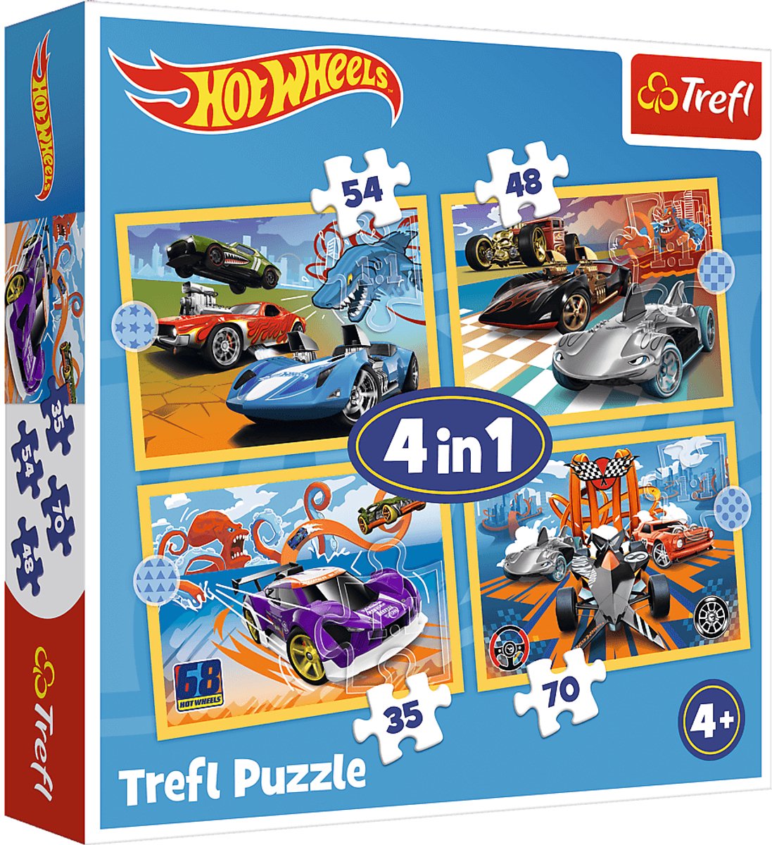 Trefl puslespil hot wheels køretøjer - 4i1 paplegetøj.
