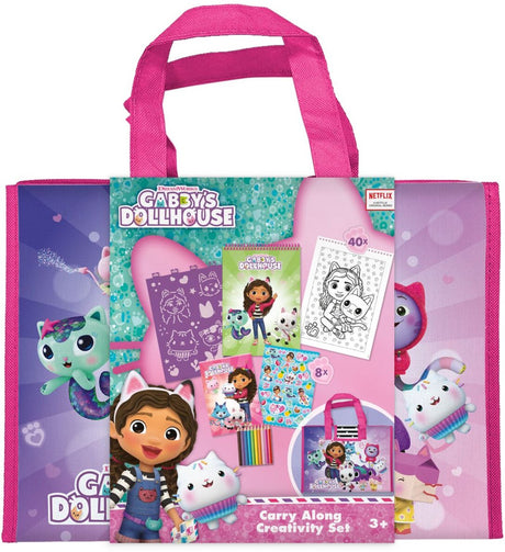 Totum gabby's poppenhuis vakantie teken- sticker en kleurmap - carry along set voor uit en thuis - creatief speelgoed junior tekenen kleuren stickeren vanaf 3 jaar