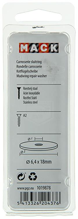 Mack 1019878 - kropsskive rustfrit stål a2 8 stk 6,4x18 | 10 stk