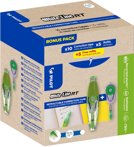 Pilot whiteline rt, 10 korrektionsruller + 10 refills