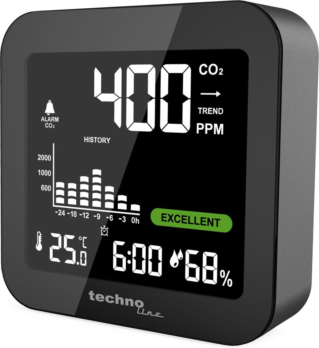 Technoline luftkvalitetsmåler genopladelig co2 meter