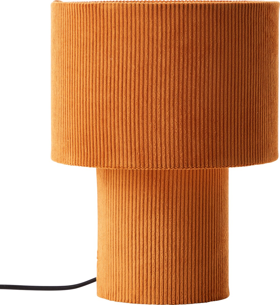 Brilliant tony - bordlampe - e27 max 1x25w - ribbet stof - orange