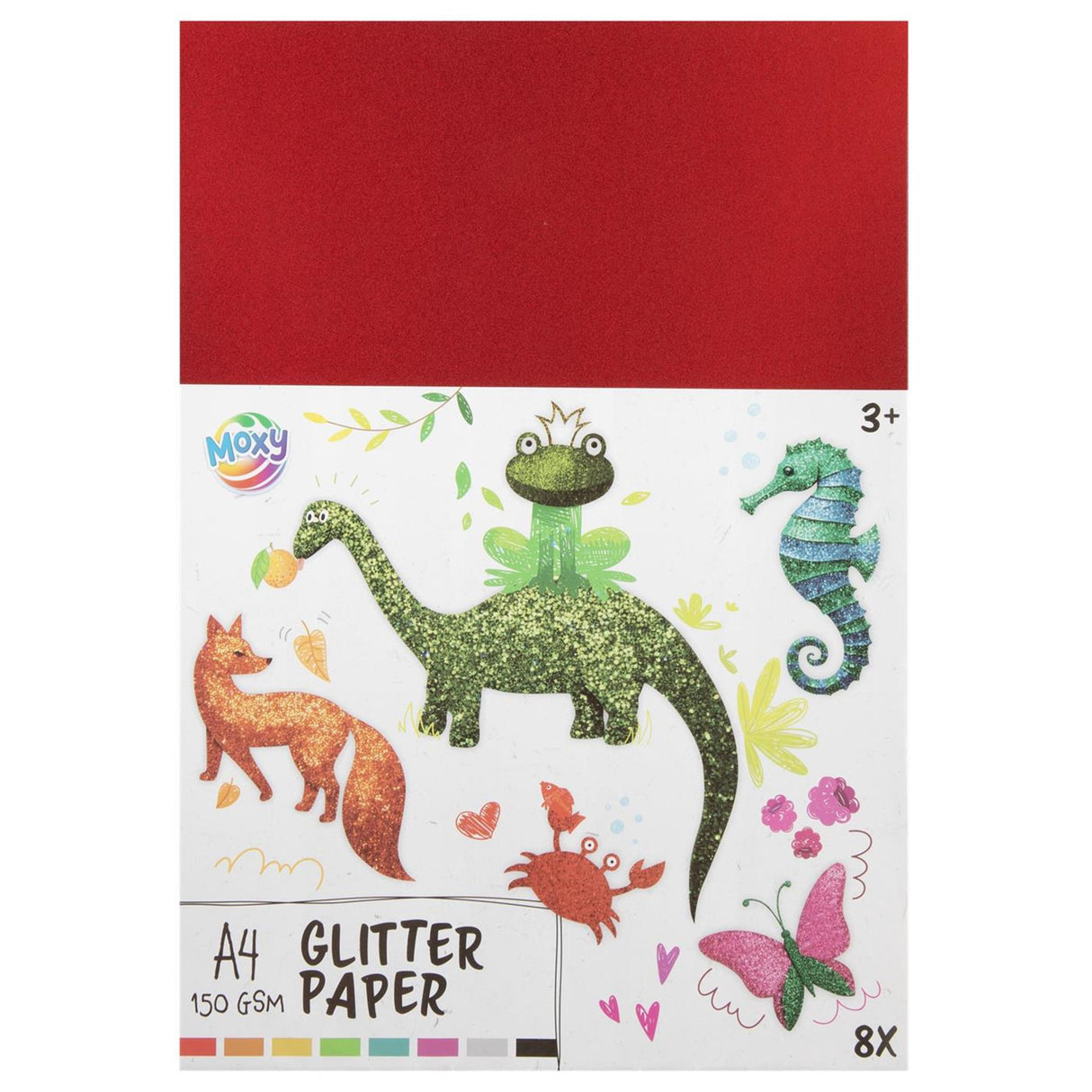 Moxy glitterpapir a4 8 ark 150 gram