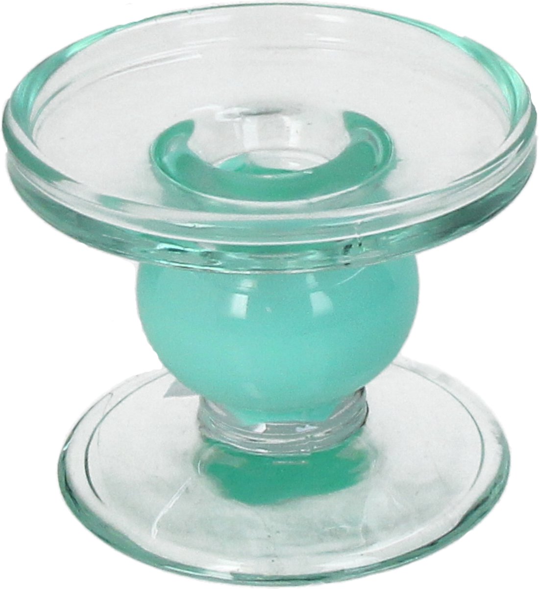 Hd collection kaarsenhouder glas turkoois 9x9x7cm