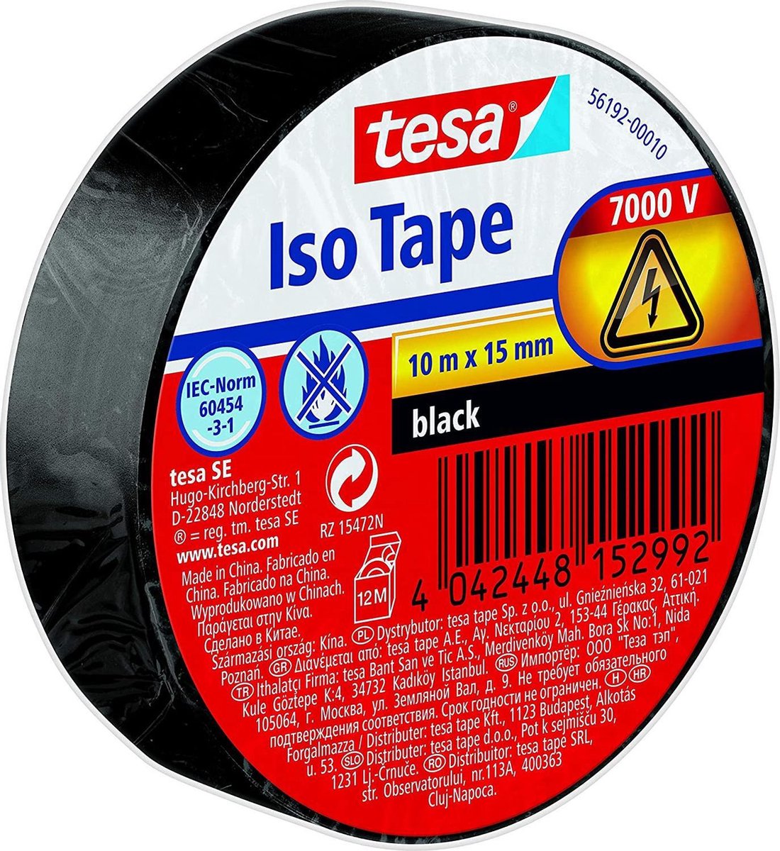 Tesa 56192-00010-22 isoleringstape sort (L x B) 10 m x 15 mm 1 stk.