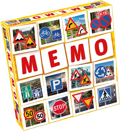 Taktisk memo trafikskilte - memospil - find de rigtige par - lær at genkende trafikskilte - pædagogisk brætspil for børn og familier - 2 til 6 spillere - fra 3 år