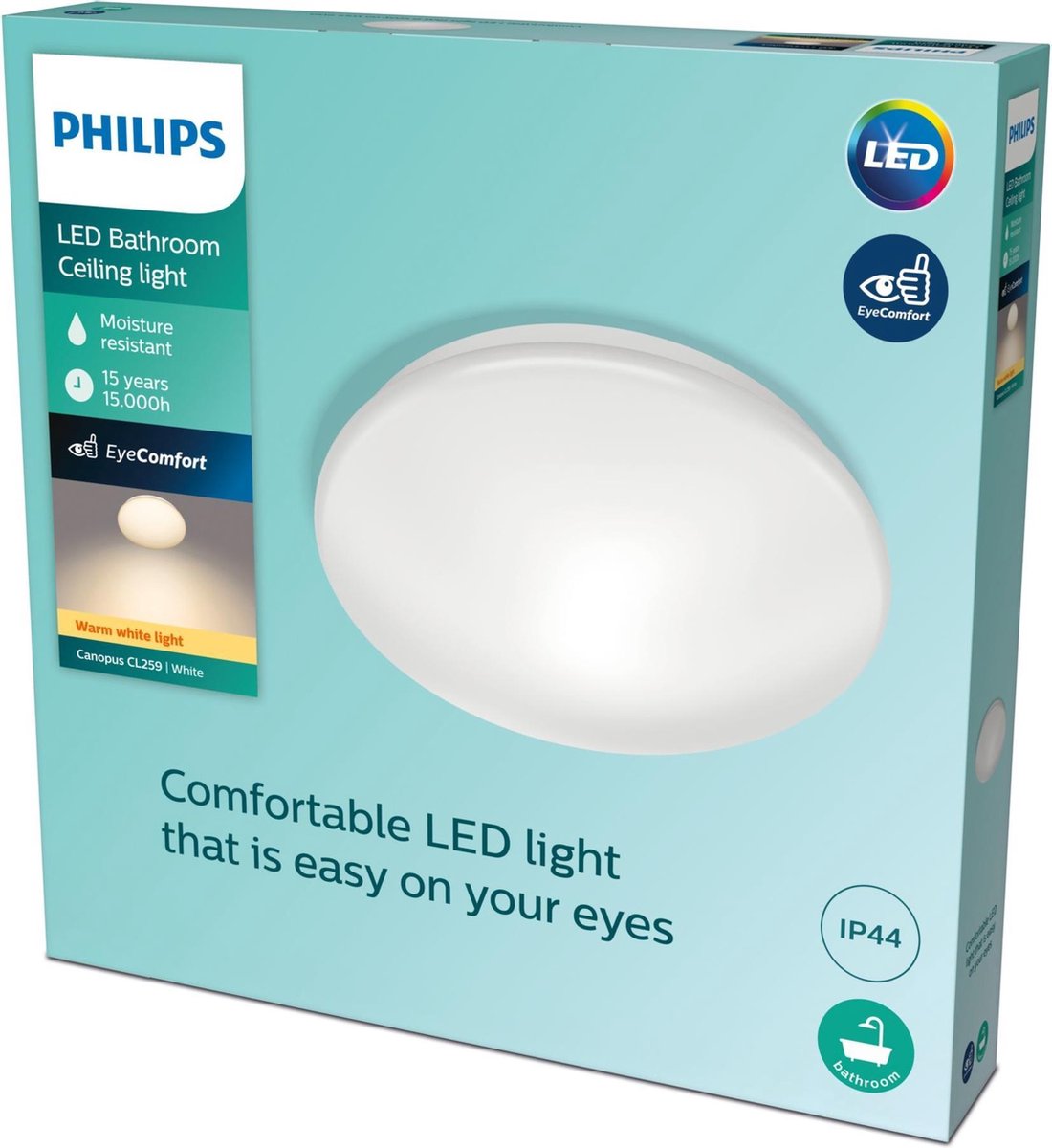 Philips led philips canopus badkamer plafondlamp - chroom - groot