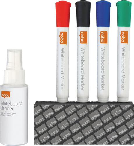 Nobo whiteboard renseri startsæt - 1 spray - 4 markører - 1 viskelæder