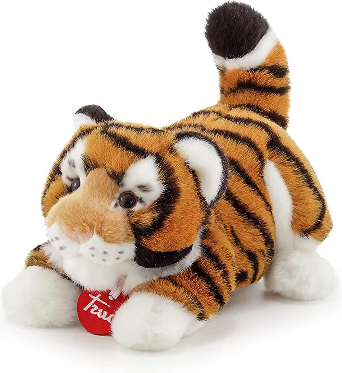 Trudi - klassisk hvalp krammetøj tiger bruce 14 cm - håndlavet i Italien - højkvalitets plys krammetøj - krammetøj til drenge og piger - orange hvid sort - 14x14x23 cm str.