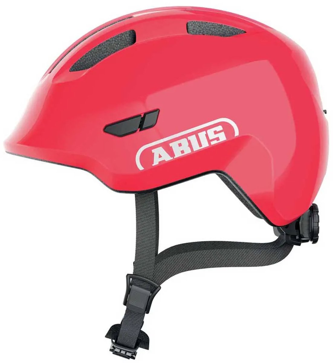 Abus cykelhjelm smiley 3.0 skinnende rød s - 45-50 cm - rød - velegnet til brug på børnecykler - 220 g