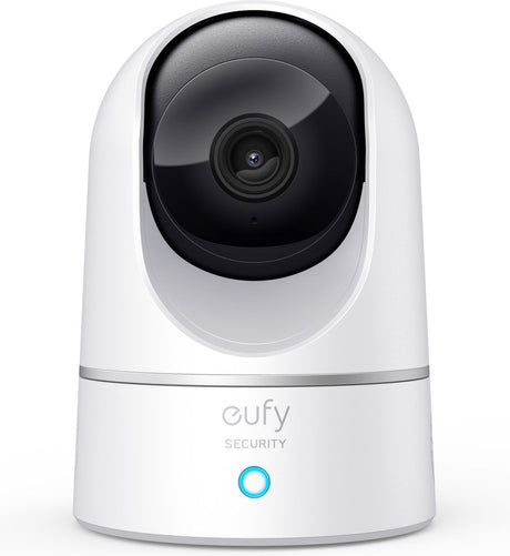 Eufy security e220 indendørs kamera - 2k pan tilt - indendørs cam - kæledyrskamera - petcam - 2k opløsning - panorama- og vippefunktion - nattesyn - bevægelses- og lyddetektering - to-vejs lyd - kompatibel med amazon alexa og google assistent