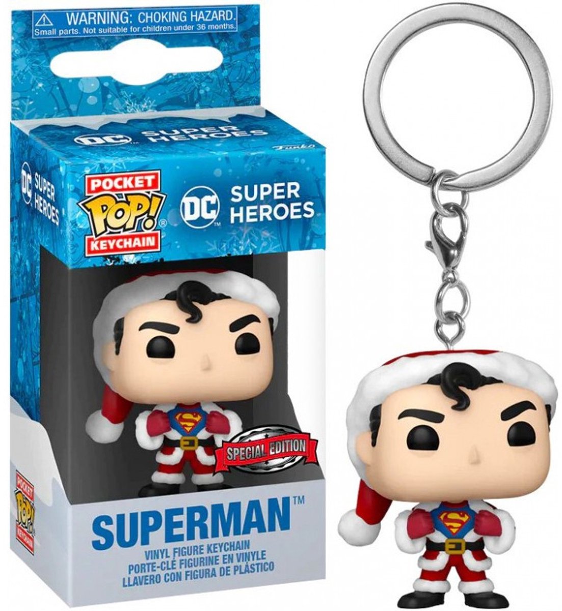 Funko pocket pop nøglering dc comics holiday superman eksklusiv