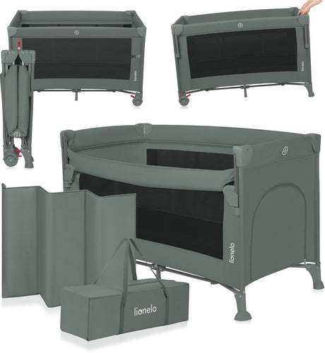 Lionelo Ellen rejseseng 3 i 1 – sideseng, baby/børneseng – co-sleeper – campingseng – 2 madraspositioner – foldbar – hjul med bremser – inklusive bæretaske – op til 15 kg