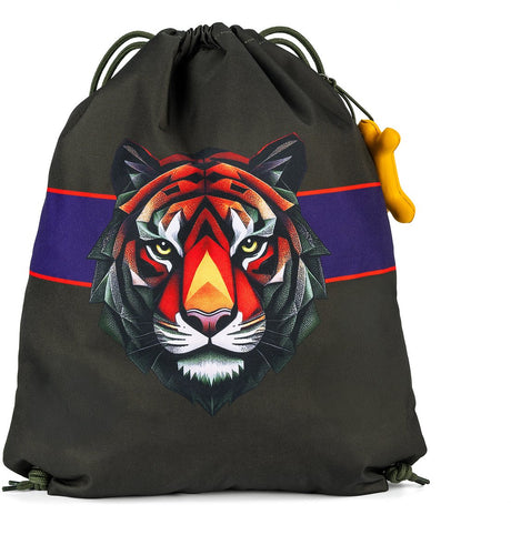 Sten og knogler hassel 4.0 - gymnastiktaske - svømmetaske - vandtæt materiale - tigerfacet - khaki