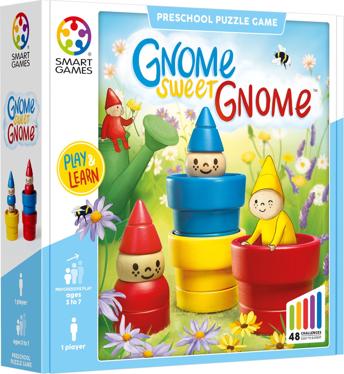 Smartgames gnome sweet gnome - logisk tænkespil i træ - 48 pædagogiske søgeudfordringer - solospil for småbørn - fra 3 år