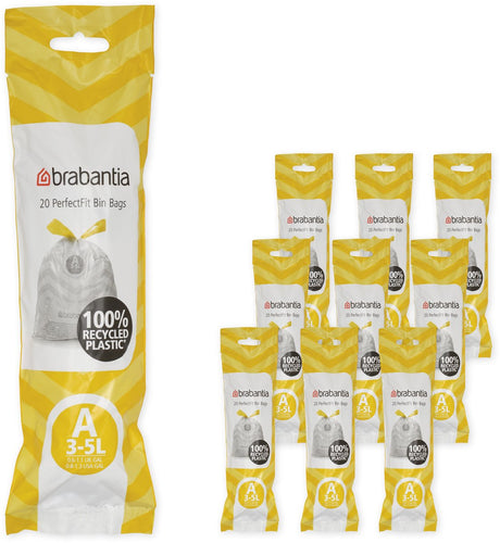 Brabantia perfectfit affaldssække - 3 l - kode a - 10 ruller x 20 stk.