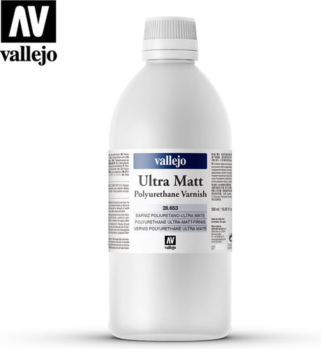 Vallejo hobbymaling - 28653 ultra mat polyurethan lak - 500ml malingsflaske - 500 ml