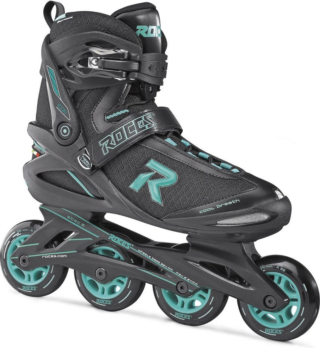 Ikon rulleskøjter blød støvle dame 80 mm 82A sort aqua størrelse 37