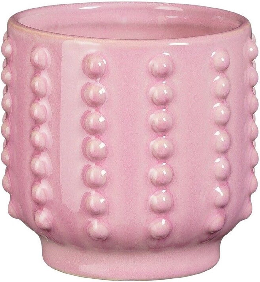 Mica decorations bloempot boaz - gebobbeld - roze - 16 x 18 cm