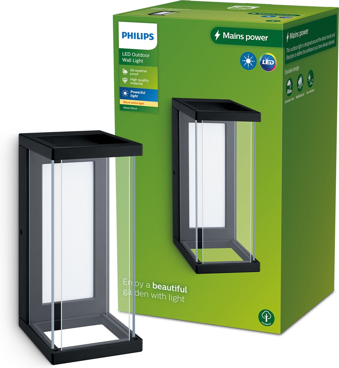 Philips led philips ulyzo wandlamp - zwart - e27