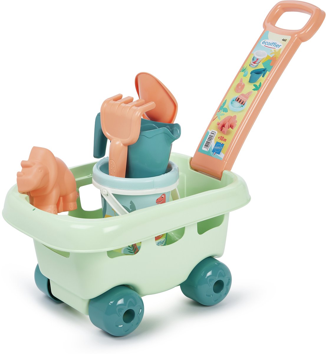Écoiffier ecoiffier håndkærre med dino bøttesæt - 7 stk.