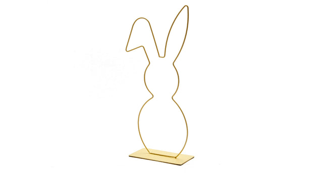 Metal bunny on base 21x50cm yellow