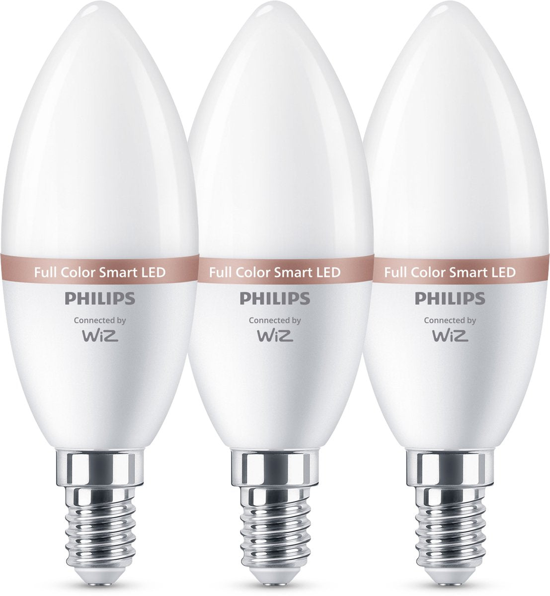 Philips led philips smart lighting - led-kaarslamp - e14 fitting - rgb - gekleurd en instelbaar wit licht - dimbaar - 3 pack - 40w - kaarslamp: c37 - wifi